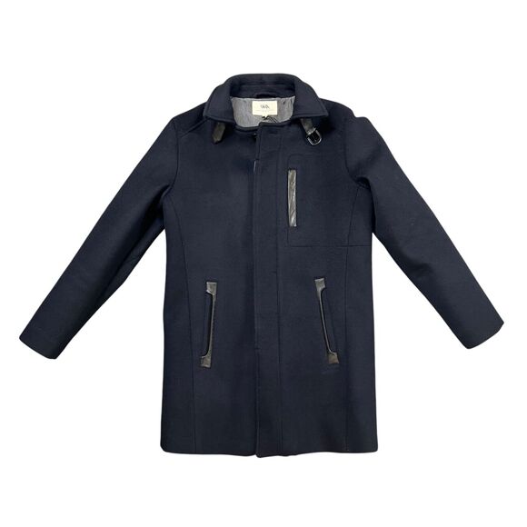 WRK Coat Mens M Medium Navy Blue Nylon Wool Blend Work Rest Karma City Overcoat - Picture 1 of 15